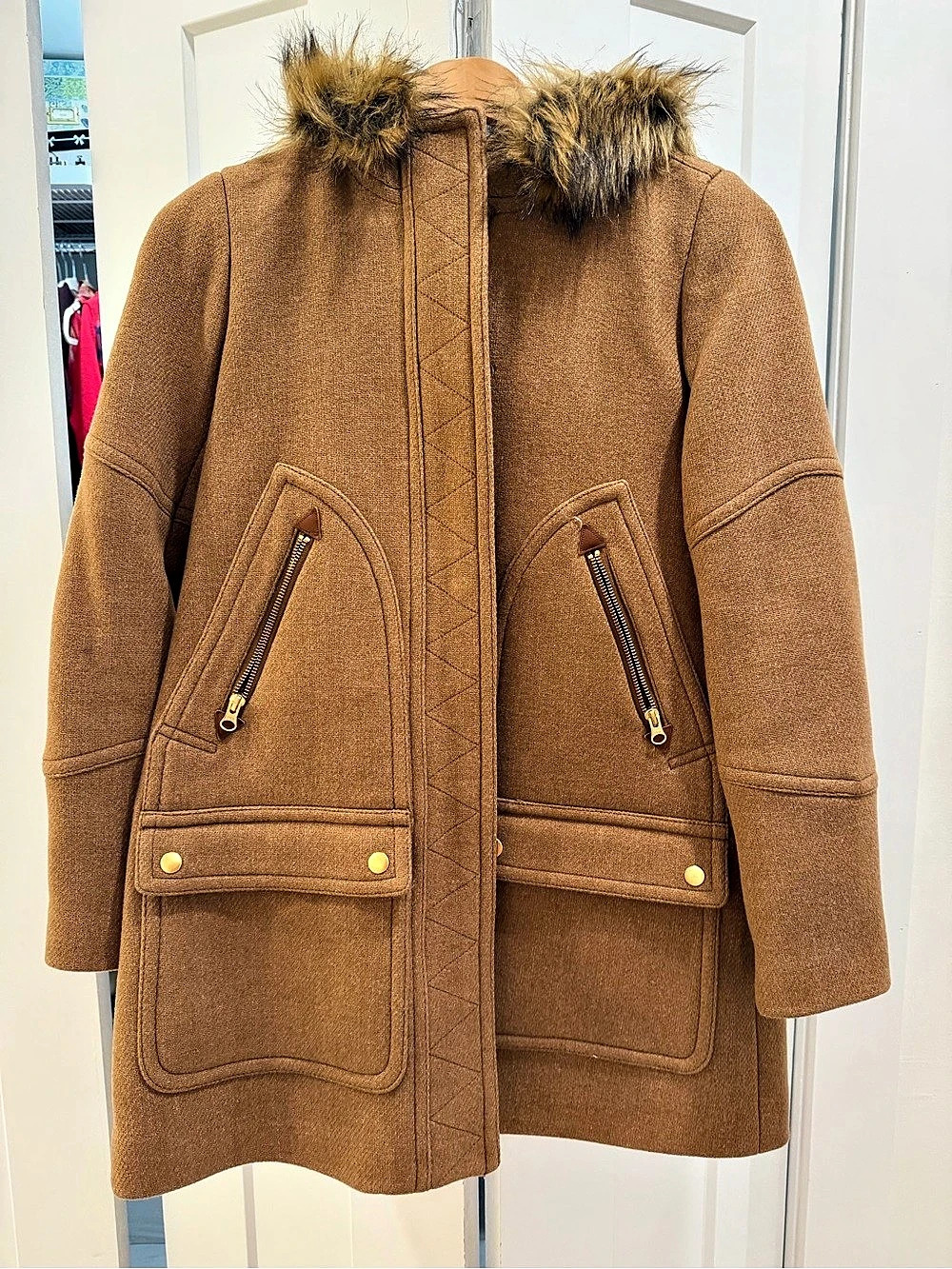 J.Crew Summit Parka in Italian Stadium-Cloth Wool Brown Size 0